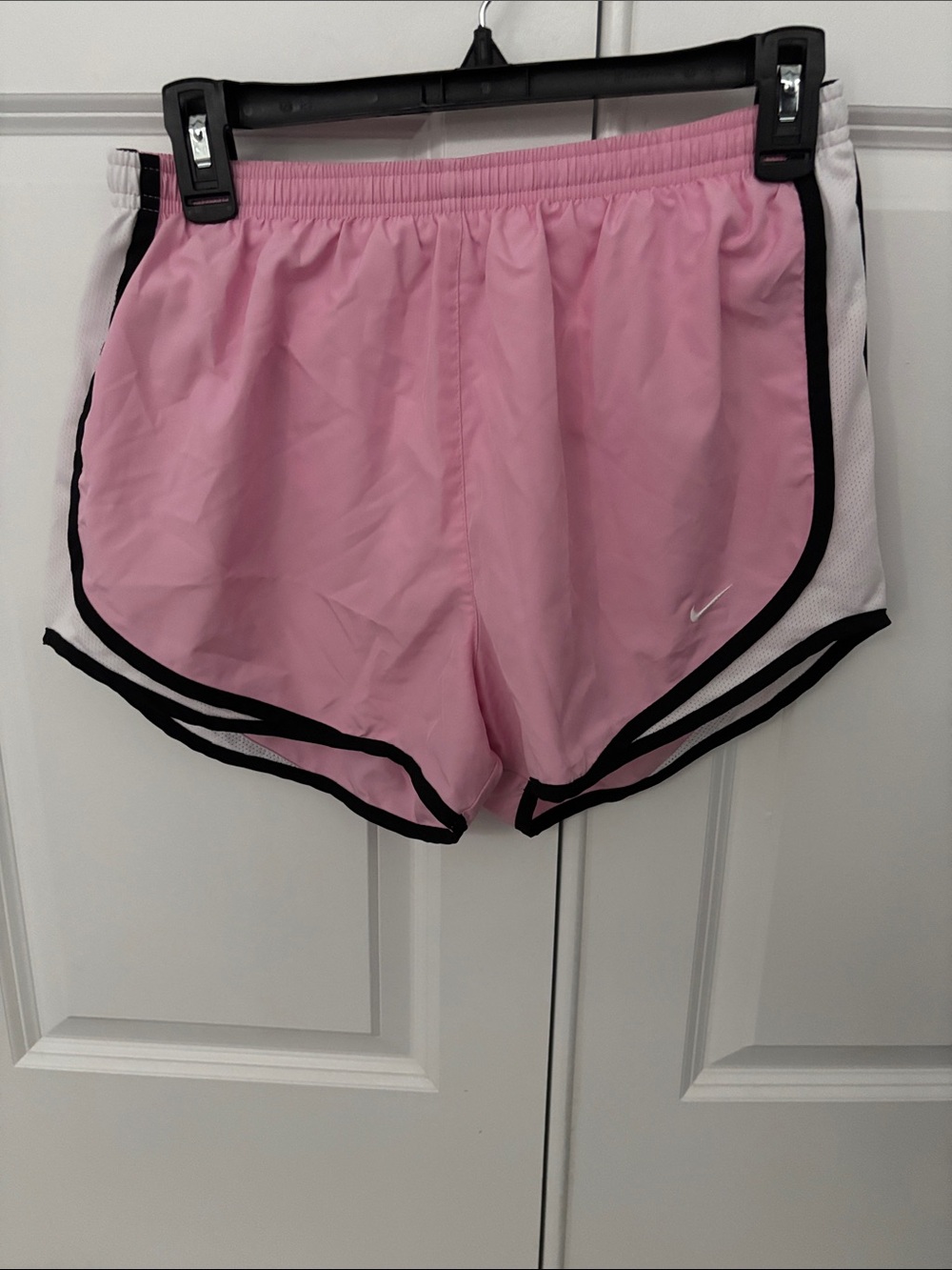 Nike Women's Light Pink Athletic Running Shorts with Black Trim